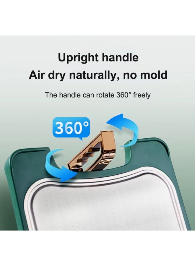 Double-sided stainless steel cutting board – Non-slip surface – 360° rotating handle – Food-safe PP material – Rust and odor resistant - Image 2